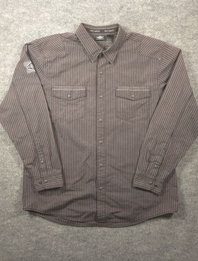Harley-Davidson Mens 2XL Black GrayPinstripe Snap Button Down Shirt Long Sleeve